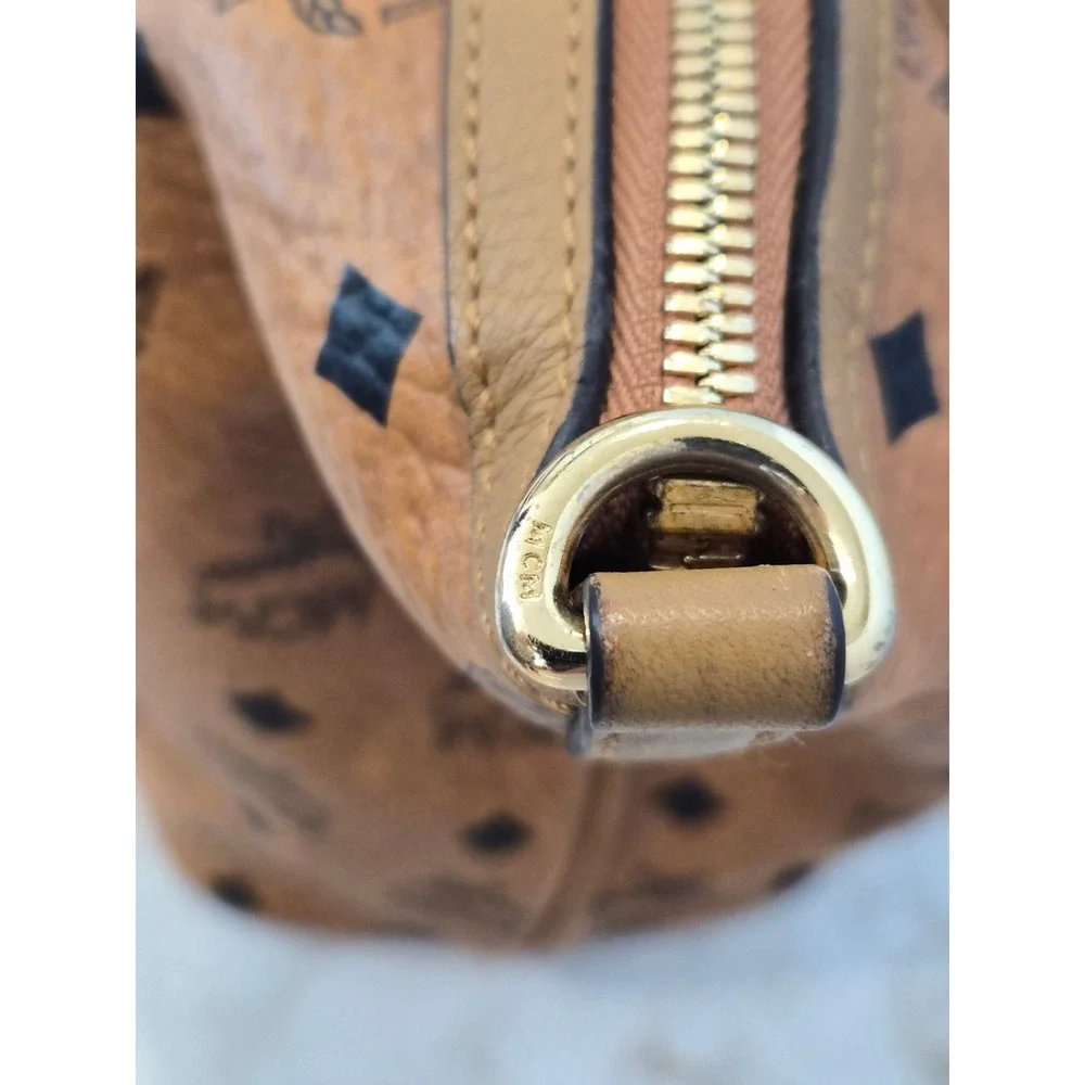 MCM Cognac Visetos Monogram Leather Satchel Crossbody Bag MWP0AVI18CO001 K7975